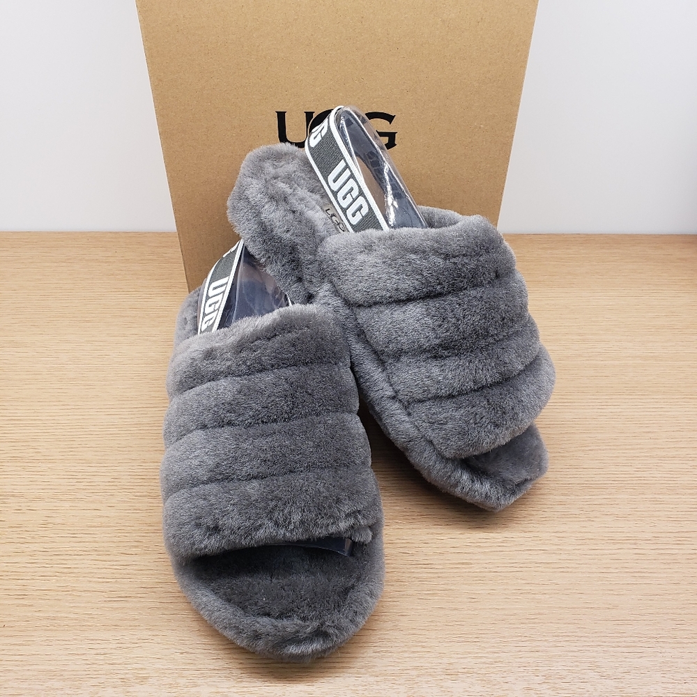 Ugg Fluff yeah slide charcoal